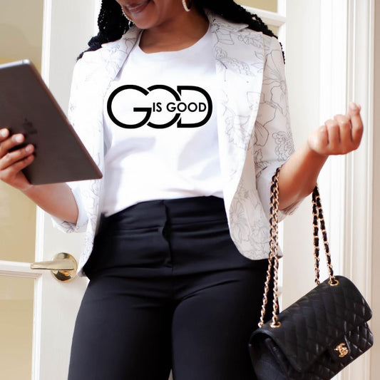 God is Good- Black Print Christian Shirt - Graphic Casual Top , Women's Clothing - Level Up Graphics 