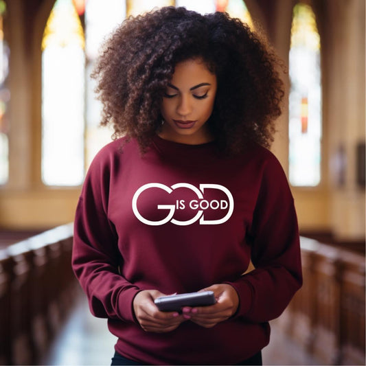 God is Good- -White Print Christian Shirt - Graphic Casual Top , Women's Clothing - Level Up Graphics 